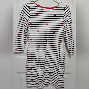 Joules Riviera Striped Dress with Red Hearts